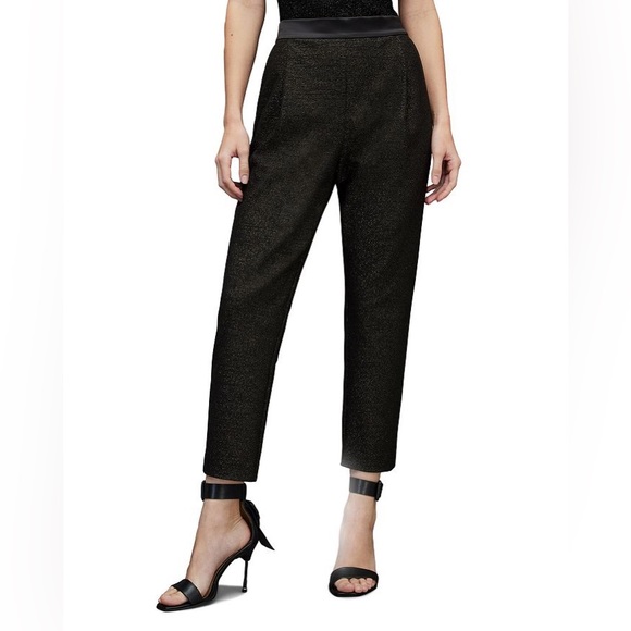 All Saints Alieda Shimmer Trousers In Black - Picture 4 of 9